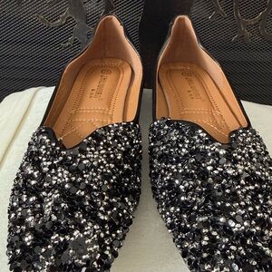 Black and Silver Embellished Loafers